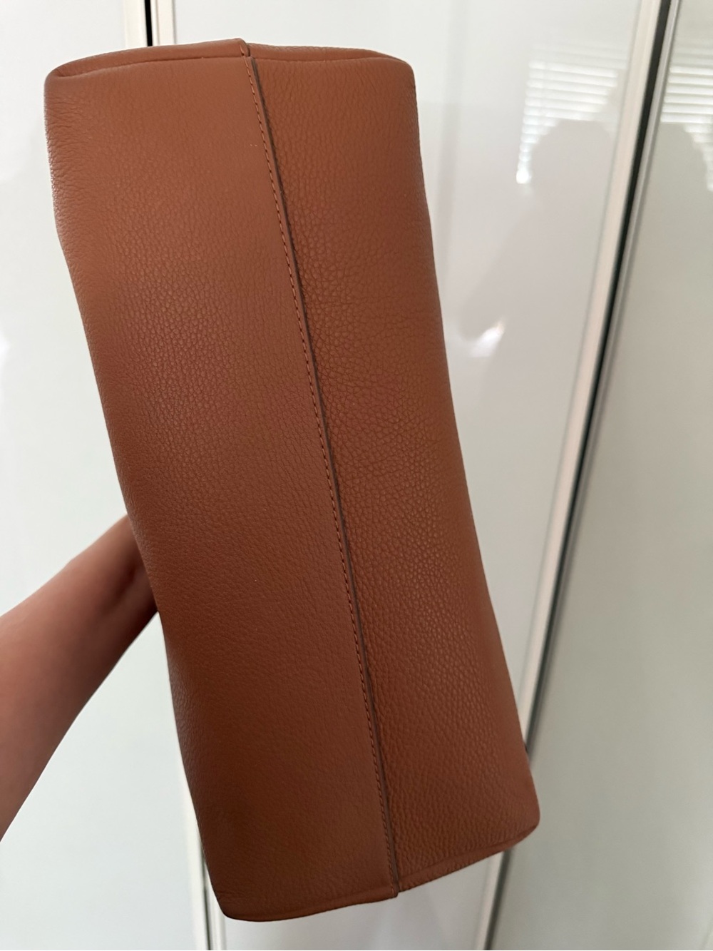 Tory Burch kira leather tote brown brown grained leather snap - Picture 3 of 10